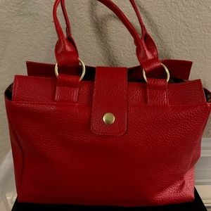 Red Faux Leather Handbag